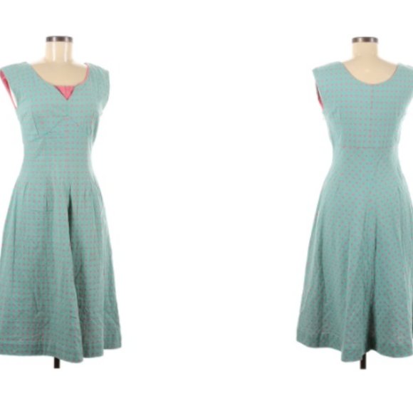 J. Peterman Dresses & Skirts - J. Peterman 50’s Flirty Polka Dot Dress Seafoam